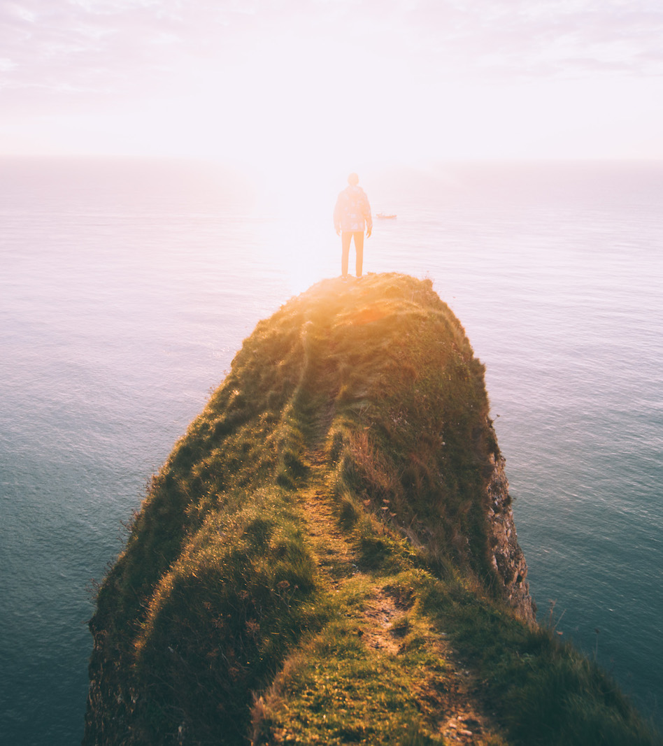 Standing bright sunset